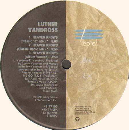 LUTHER VANDROSS - Heaven Knows (David Morales, Frankie Knuckles Rmxs)