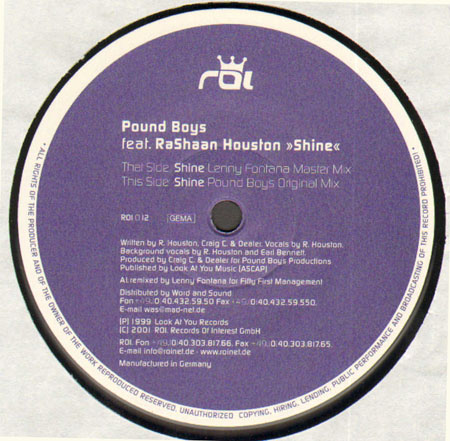 POUND BOYS - Shine, Feat. RaShaan Houston  (Lenny Fontana Mix)   