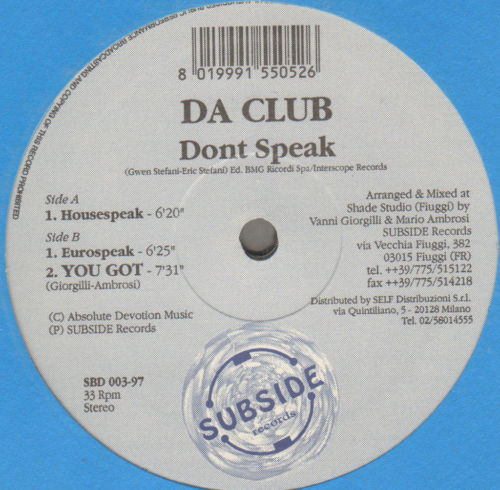 DA CLUB - Don't Speak