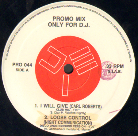 VARIOUS (CARL ROBERTS / NIGHT COMMUNICATION / NIGHT FLOWERS) - Promo Mix 44 (I Will Give / Loose Control / Night Clerk / I Know)