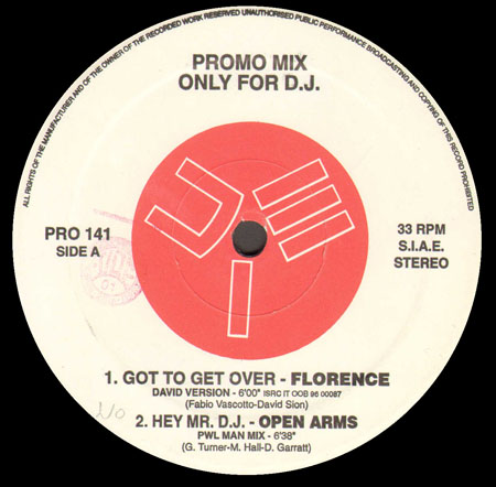 VARIOUS (FLORENCE / OPEN ARMS / KAALA / R.A.F. 4 AFRICAN POWER) - Promo Mix 141 (Got to Get Over / Hey Mr.Dj / Sound Of Infinity / Boom Boom Boom)