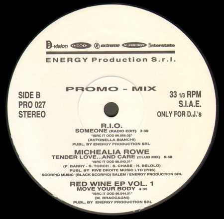 VARIOUS (WHIGFIELD / D.C. MARK / DILEMMA / R.I.O. / MICHEALIA ROWE / RED WINE EP VOL.1) - Promo Mix 27 (Sexy Eyes / Baby Love / In Spirit / Someone / Tender Love... And Care / Move Your Body)