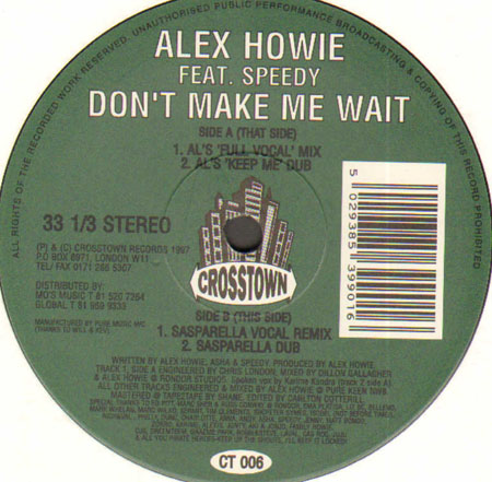ALEX HOWIE - Don't Make Me Wait