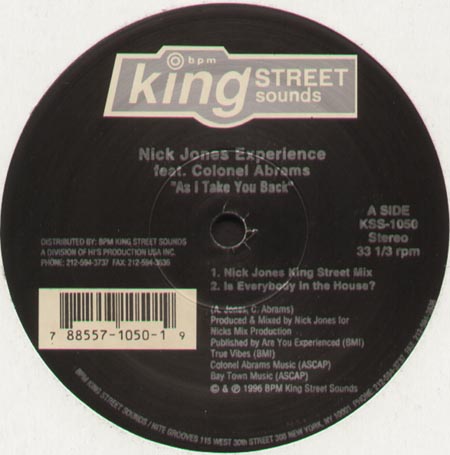 NICK JONES EXPERIENCE - As I Take You Back - Feat. Colonel Abrams