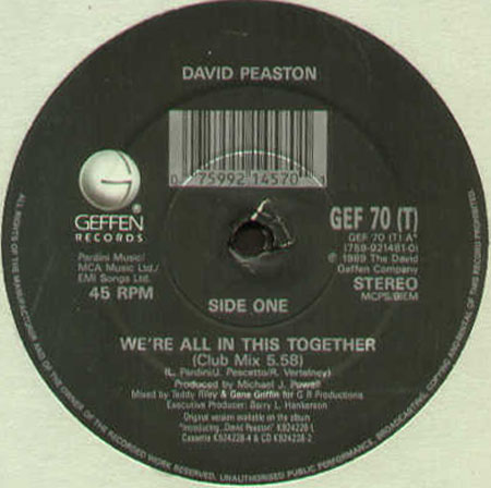 DAVID PEASTON - We're All In This Together (David Morales, Frankie Knuckles Rmxs)