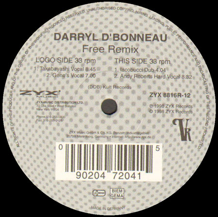 DARRYL D'BONNEAU - Free (Takabayashi, Iacobucci, Andy Roberts Rmxs)