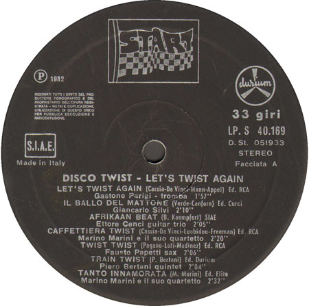 VARIOUS (MARINO MARINI / ETTORE CENCI / FAUSTO PAPETTI / LITTLE TONY...) - Disco Twist Let's Twist Again (Il ballo del mattone, Speedy Gonzales, Mamma Twist...)