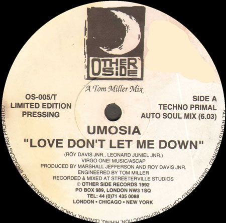 UMOSIA - Love Don't Let Me Down (Produced by Marshall Jefferson a<nd Roy Davis )