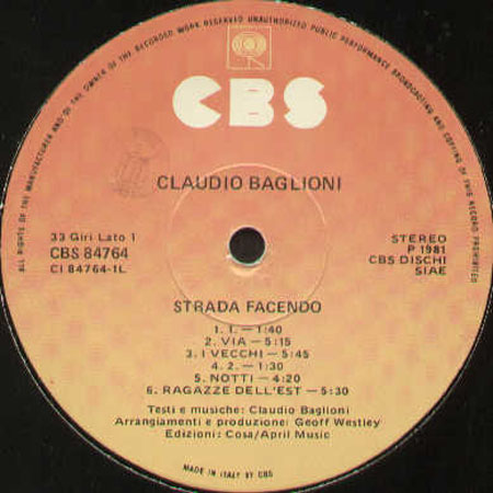 CLAUDIO BAGLIONI - Strada Facendo