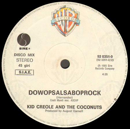 KID CREOLE AND THE COCONUTS - Endicott / Dowopsalsaboprock