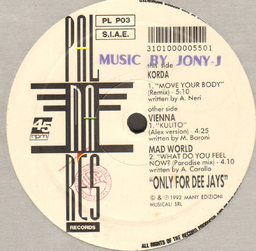 VARIOUS (KORDA / VIENNA / MAD WORLD) - Only For Dee Jays (Move Your Body  / Kulito / What Do You Feel Now ?)