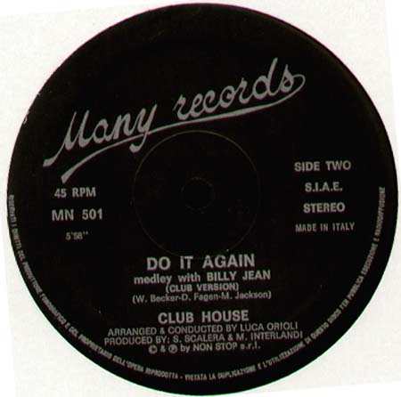 CLUB HOUSE Do It Again (Medley With Billie Jean) Many Vinyl 12 Inch MN 501