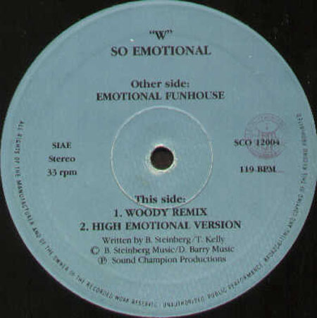 WHITNEY HOUSTON - So Emotional (Funhouse, Woody, High Emotional Rmxs)