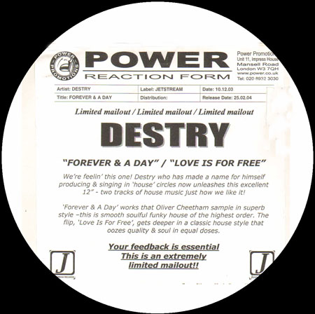 DESTRY - Forever & A Day / Love Is For Free