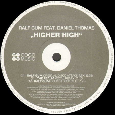 RALF GUM - Higher High, Feat. Daniel Thomas