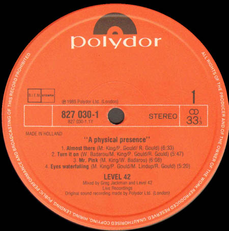 LEVEL 42 - A Physical Presence