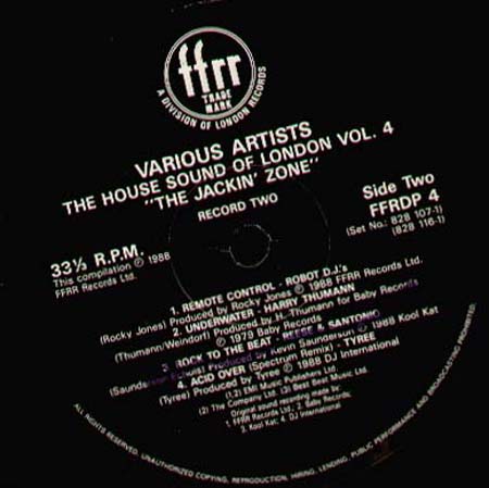 VARIOUS (JAMIE PRINCIPLE,REESE & SANTONIO,THE SPEECH,ACID FINGERS,ROBOT DJ,HARRY THUMANN,TYREE) - The House Sound Of London - Vol. IV - ONLY SIDE C/D