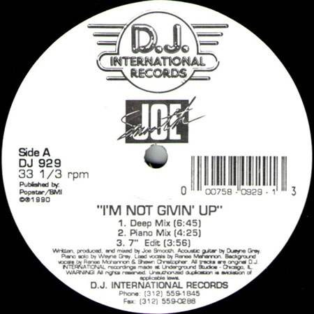 JOE SMOOTH - I'm Not Givin' Up / One Moment In Love