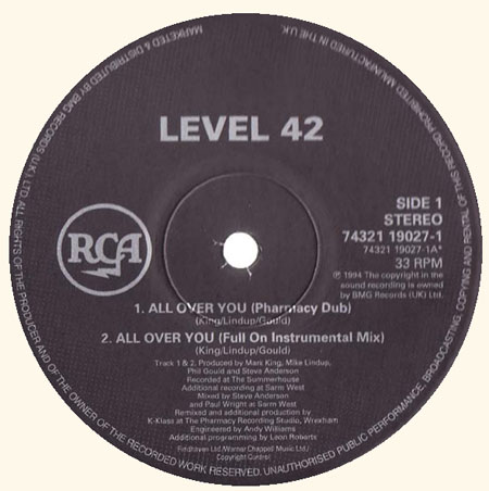 LEVEL 42 - Forever Now / All Over You