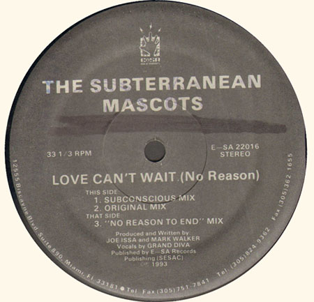 SUBTERRANEAN MASCOTS - Love Can't Wait (No Reason)