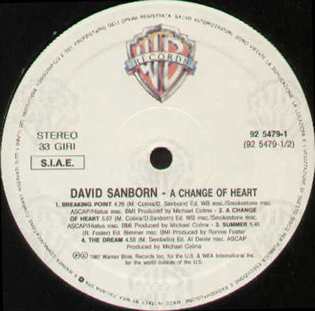 DAVID SANBORN - A Change Of Heart