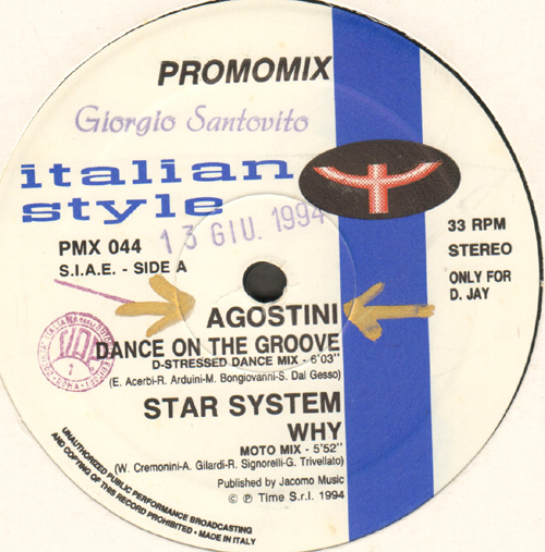 VARIOUS (AGOSTINI / STAR SYSTEM / SAINT 7 PROJECT / MYTHO / OUTHERE BROTHERS) - Promomix 044 (Dance On The Groove / Why / Hands Of Love / Baby / Don't Stop)