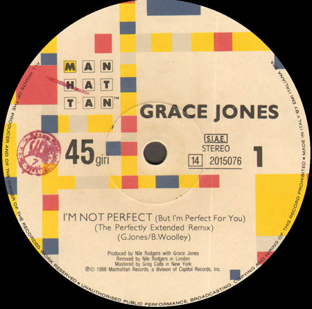 GRACE JONES - I'm Not Perfect (But I'm Perfect For You)