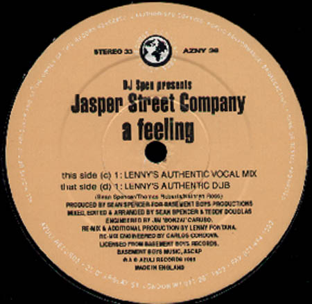 DJ SPEN - A Feeling (Heller & Farley, Lenny Fontana Rmxs), Pres. Jasper Street Company