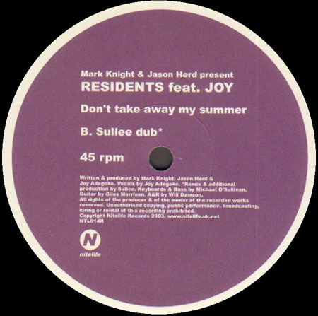 MARK KNIGHT & JASON HEARD PRESENTS RESIDENTS - Don't Take Away My Summer Part 2, Feat. Joy
