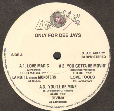VARIOUS (LA NOTTE / LOVE TOOLS / DIVINA / LIPSTICK / SUPERTRACK / CLAUDIO DIVA) - Special For Dee Jays 21 (Love Magic / You Gotta Be Movin / You'll Be Mine / Kiss My Lips / Died In Your Arms Tonight / The Sound)