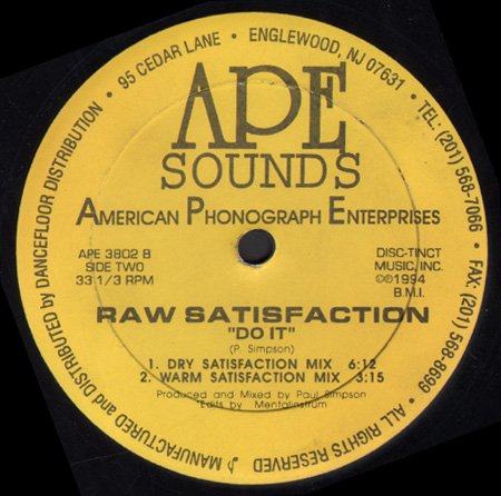 RAW SATISFACTION - Do It (Mixed By Paul Simpson)