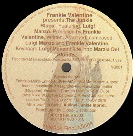 FRANKIE VALENTINE              - The Junkie Blues (Only A/B Side)