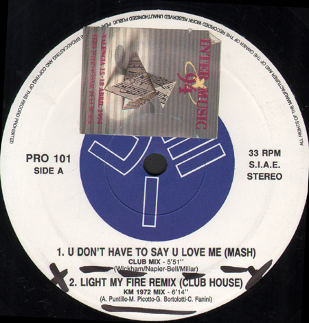 VARIOUS (MASH!  / CLUB HOUSE / BLACK DIAMOND / SIMON ANGEL) - Promo Mix 101 (U Don't Have To Say U Love Me / Light My Fire / Let Me Be / Walking On Water)
