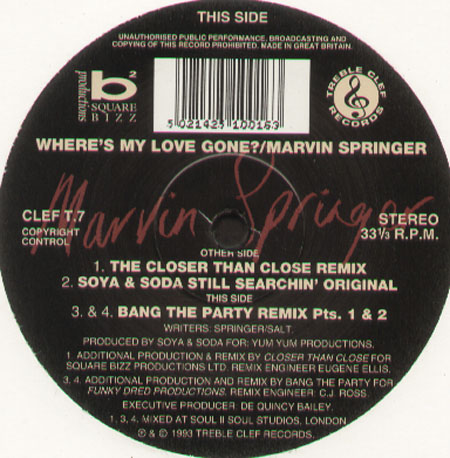 MARVIN SPRINGER - Where's My Love Gone?