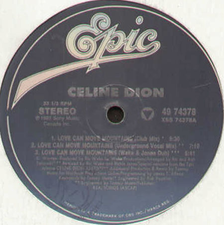 CELINE DION - Love Can Move Mountains / Unison