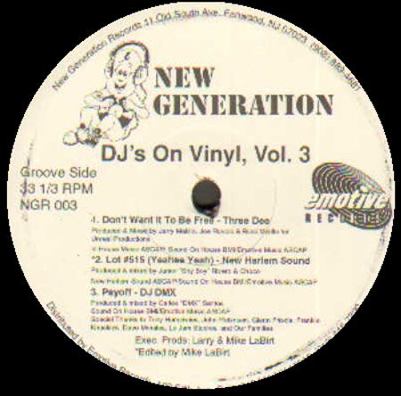 VARIOUS (THREE DEE, NEW HARLEM SOUND,DJ DMX,CASSIO) - DJ's On Vinyl Vol. 3