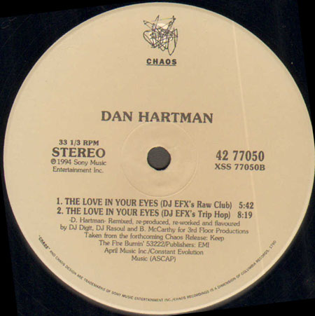 DAN HARTMAN - The Love In Your Eyes (Frankie Knuckles, DJ EFX's Rmxs)