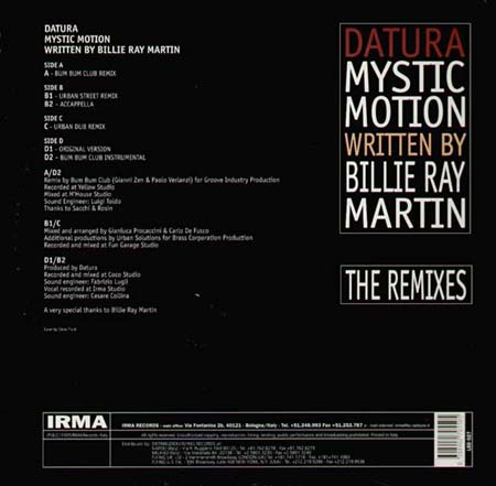 DATURA - Mystic Motion, Feat. Billie Ray Martin (Bum Bum Club Mixes)