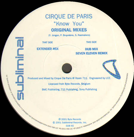 CIRQUE DE PARIS - Know You (Original Mixes)