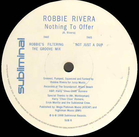 ROBBIE RIVERA - Nothing To Offer