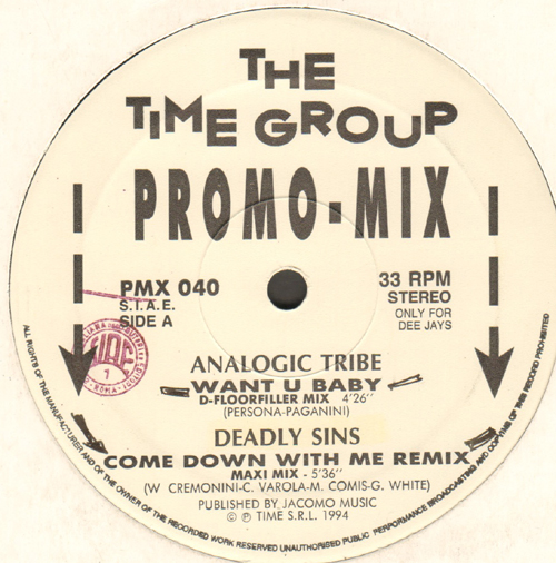 VARIOUS (ANALOGIC TRIBE / DEADLY SINS / CAROL JONES / BLACK HOUSE) - The Time Group Promo-Mix 40 (Want U Baby / Come Down With Me / Everybody / That Is Really Mine)