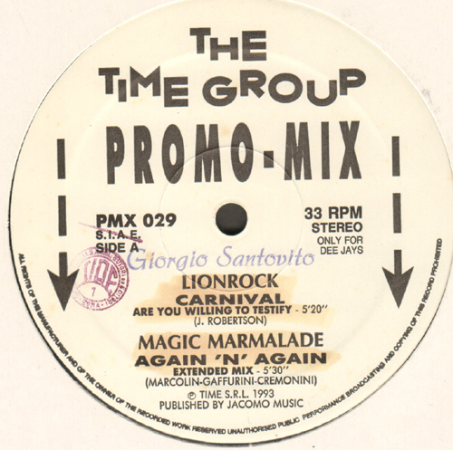 VARIOUS (LIONROCK / MAGIC MARMALADE / INSTITUTION / DIGITAL SAPPERS) - The Time Group Promo-Mix 29 (Carnival / Again 'N' Again / Rock The Place / Out Of Control)