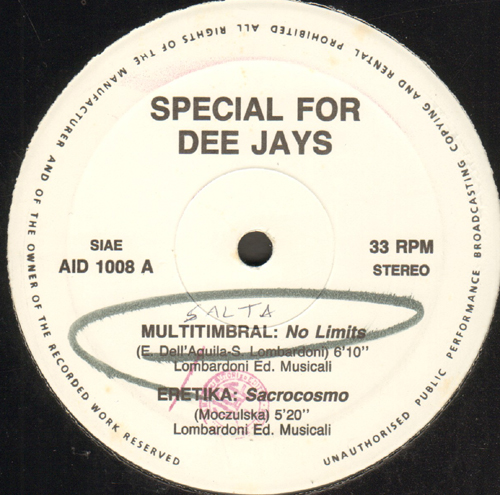 VARIOUS (MULTITIMBRAL / ERETIKA / HI-BASIC / SALVO DJ) - Special For Dee Jays 8 (No Limits / Sacrocosmo / Go / Face 303)