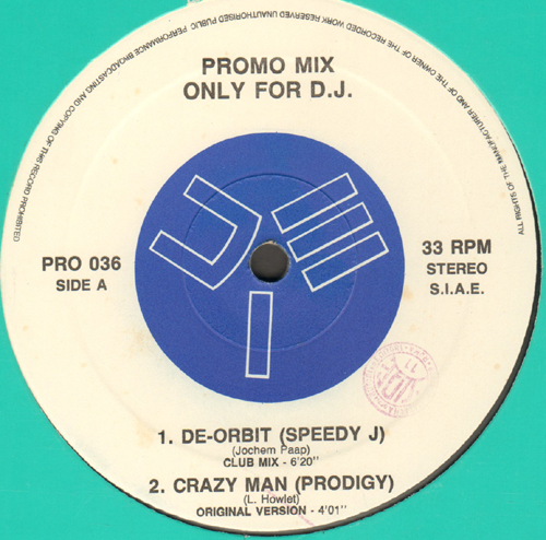 VARIOUS (SPEEDY J / THE PRODIGY / BOOMBASTIC / DJ SPY) - Promo Mix 36 (De-Orbit/ Crazy Man / Work It / Space)