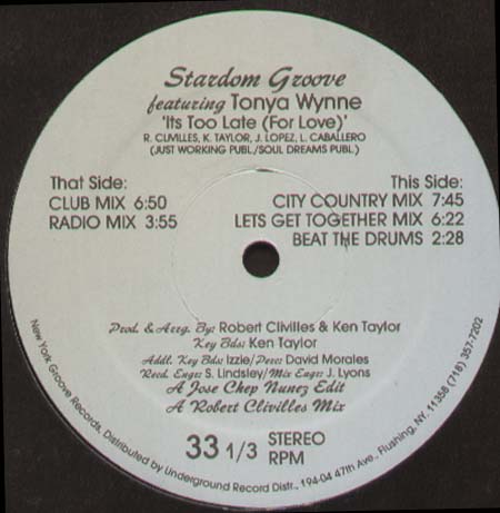 STARDOM GROOVE - It's Too Late (For Love), Feat. Tonya Wynne 