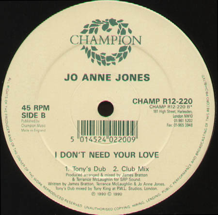 JO ANN JONES - I Don't Need Your Love