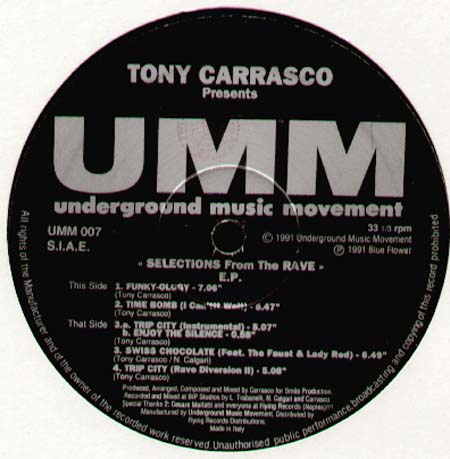 TONY CARRASCO - Selections From The Rave EP