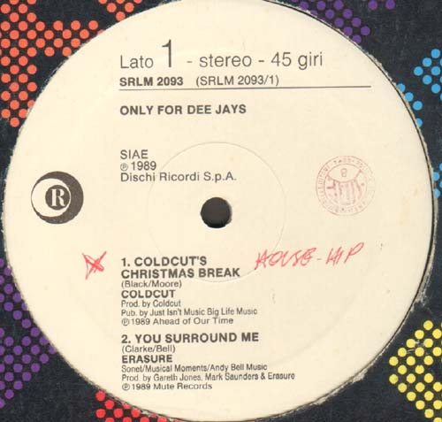 VARIOUS (COLDCUT / ERASURE / WILL DOWNING / BEATMASTERS) - Only For Dee Jays (Coldcut's Christmas Break / You Surround Me / Test Of Time / Warm Love)