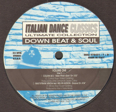 VARIOUS (DOUBLE DEE/SOLD OUT/TAMEKA STARR/SPACE 1/FIDELFATTI) - Italian Dance Classics - Down Beat & Soul Volume One