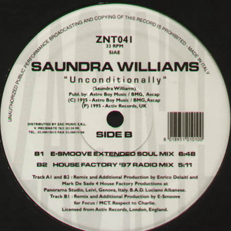 SAUNDRA WILLIAMS - Unconditionally (E-Smoove Rmx)